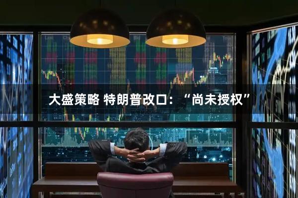 大盛策略 特朗普改口：“尚未授权”